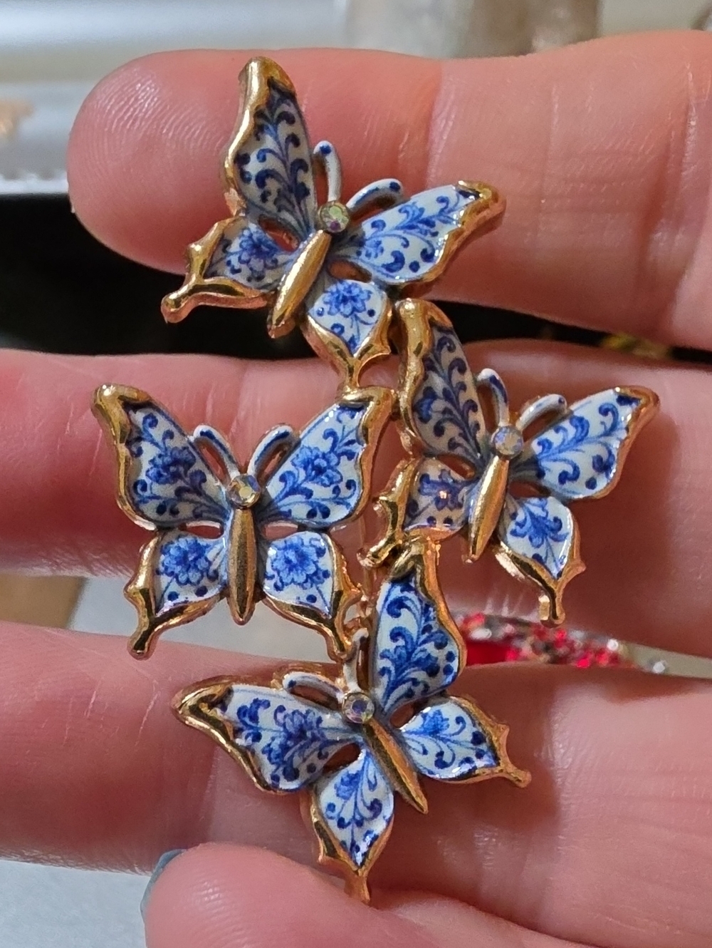 A54- Blue & Gold Butterfly Pendant